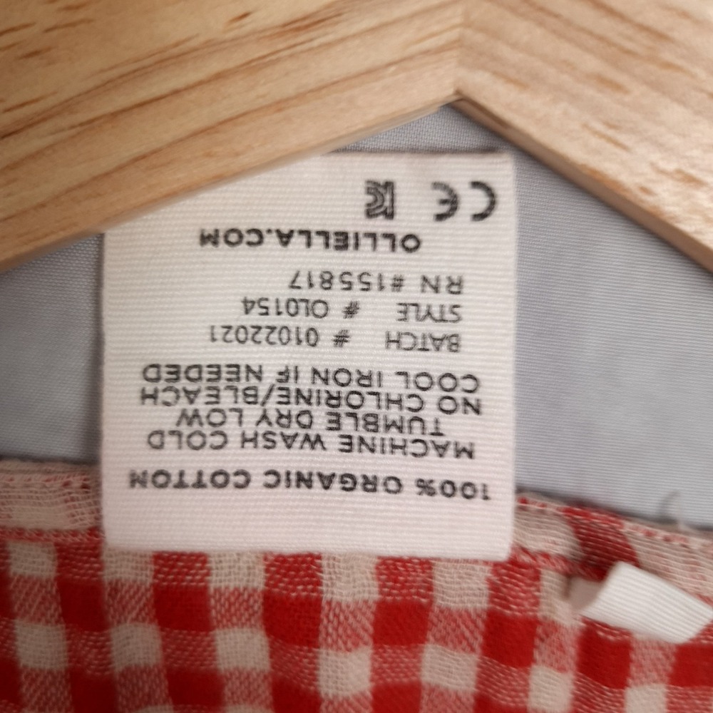Wares by Ollielia Dress Womens Small Red Plaid 100% Organic Cotton Pockets Boho - Picture 16 of 16